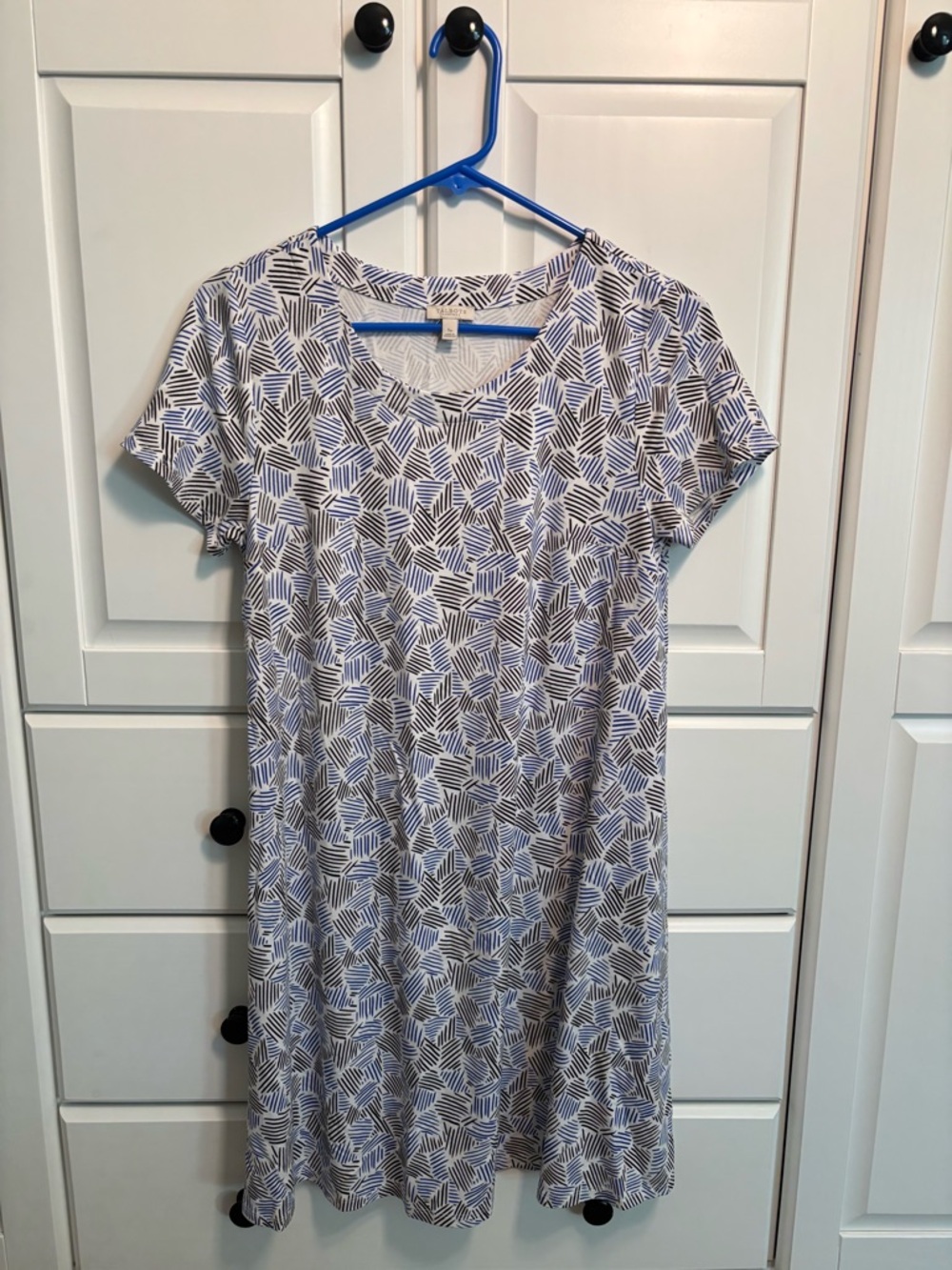 Talbots Blue and White Short Sleeve Midi Dress